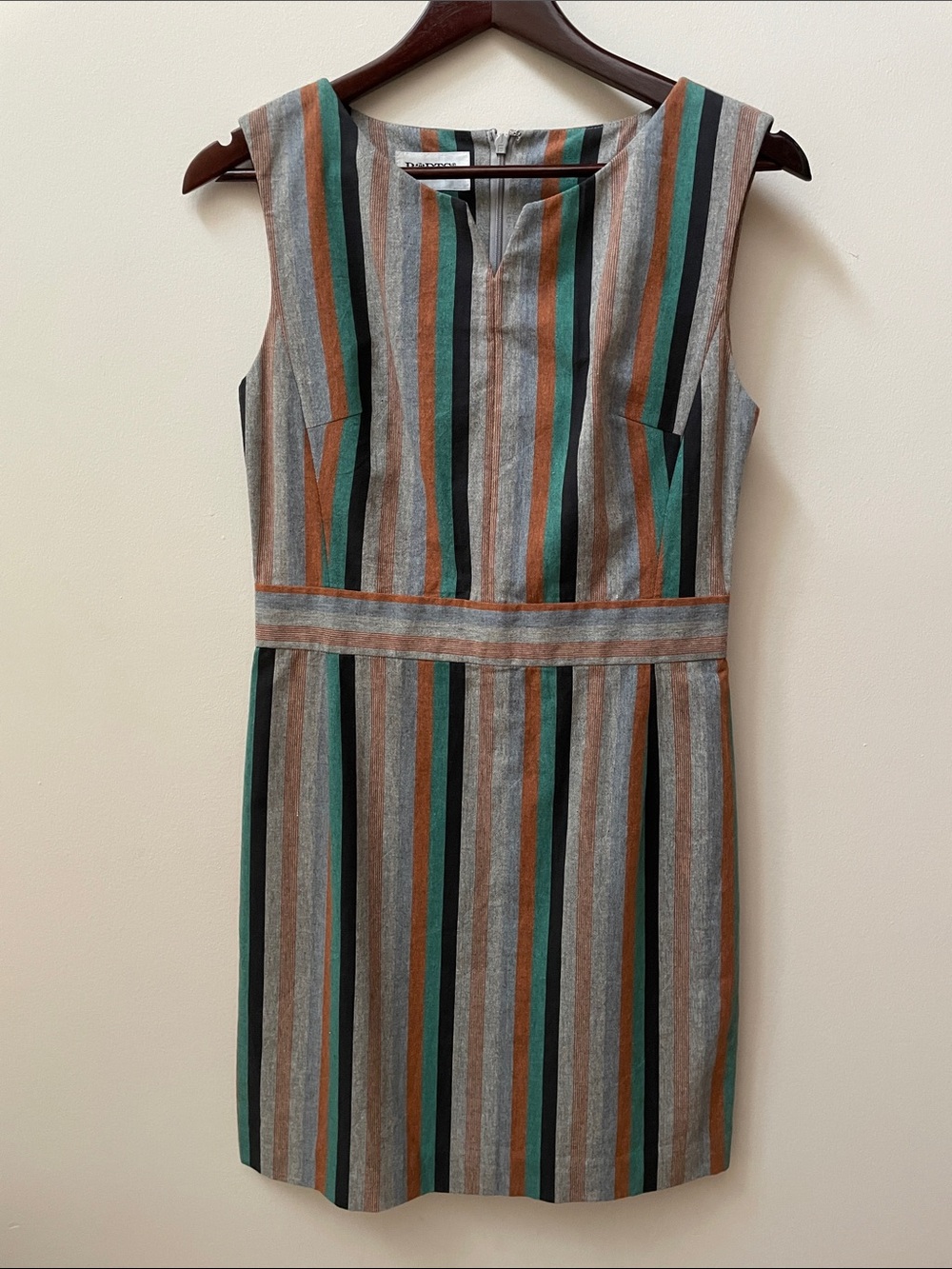 Vintage Ports International Cotton Sleeveless Striped Sheath Dress